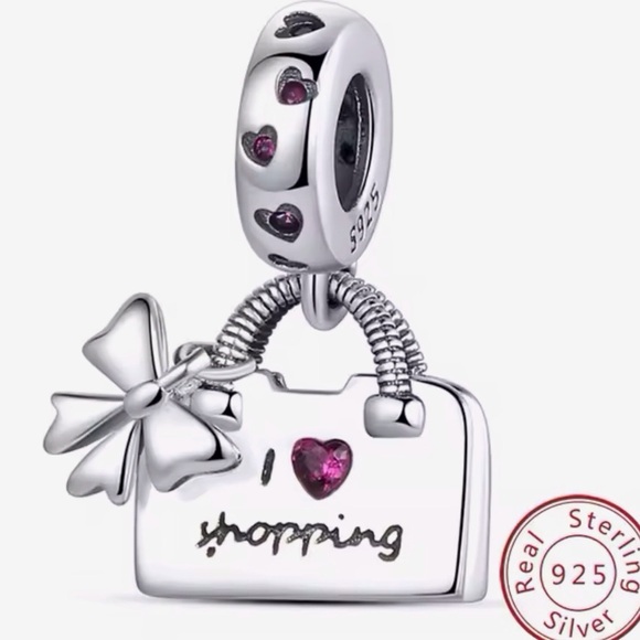 Charm for Pandora Bracelet Purse I Love Shopping Sterling Silver - Picture 2 of 10